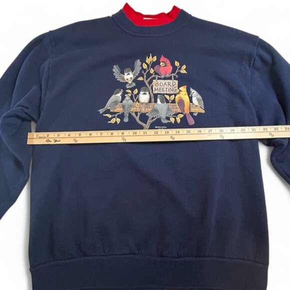 Vintage Morning Sun “Board Meeting” Bird Sweatshirt | Grandmacore 90s | Size L - Picture 3 of 8